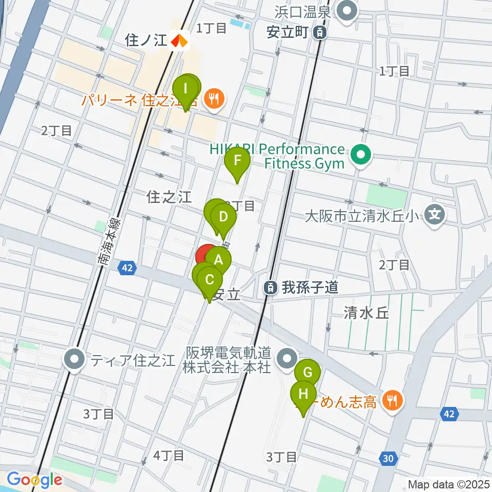 アンリュウリコーダーギャラリー周辺のカフェ一覧地図