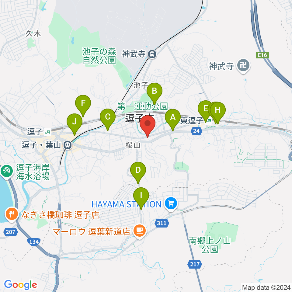 ケイズギターワークス周辺のカフェ一覧地図