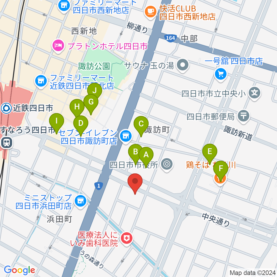 四日市JAZZ TAKE ZERO周辺のカフェ一覧地図