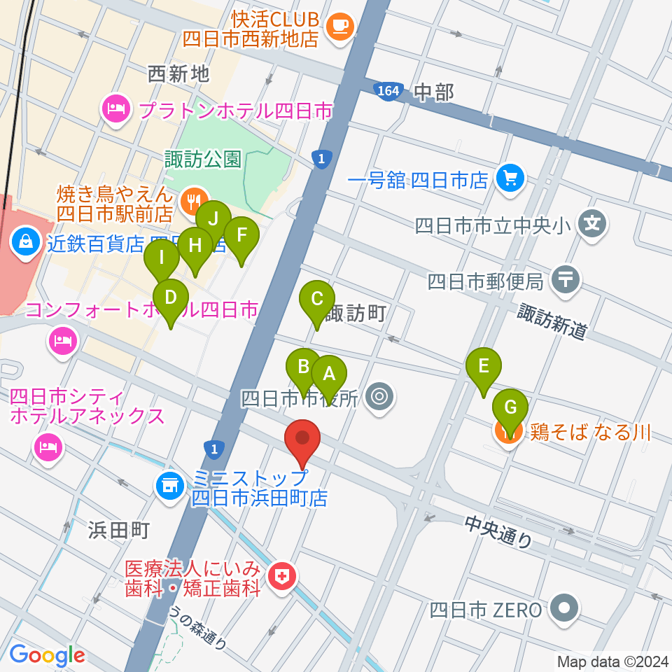 四日市JAZZ TAKE ZERO周辺のカフェ一覧地図