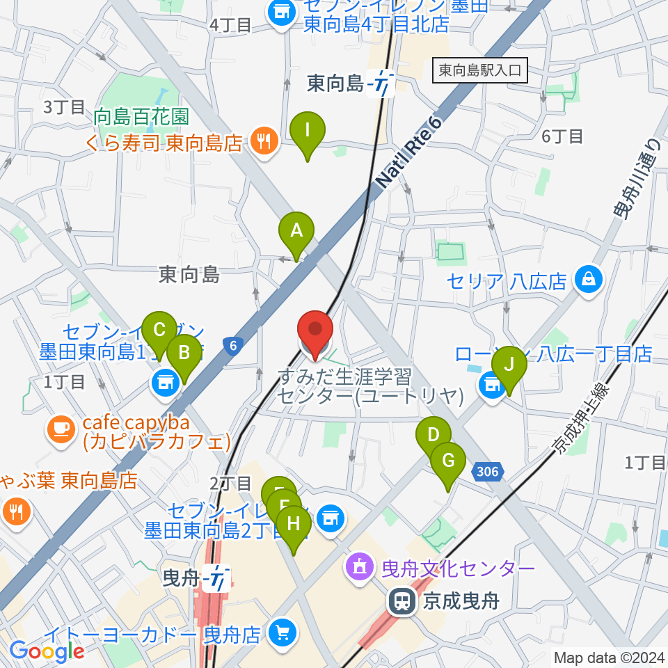 ユートリヤ すみだ生涯学習センター周辺のカフェ一覧地図