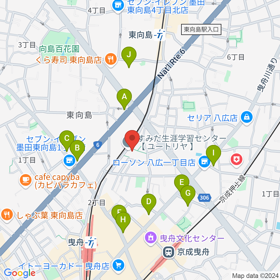 ユートリヤ すみだ生涯学習センター周辺のカフェ一覧地図