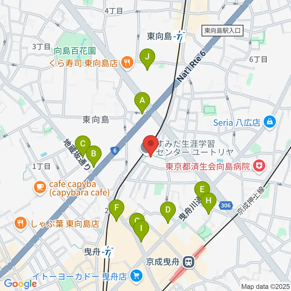 ユートリヤ すみだ生涯学習センター周辺のカフェ一覧地図