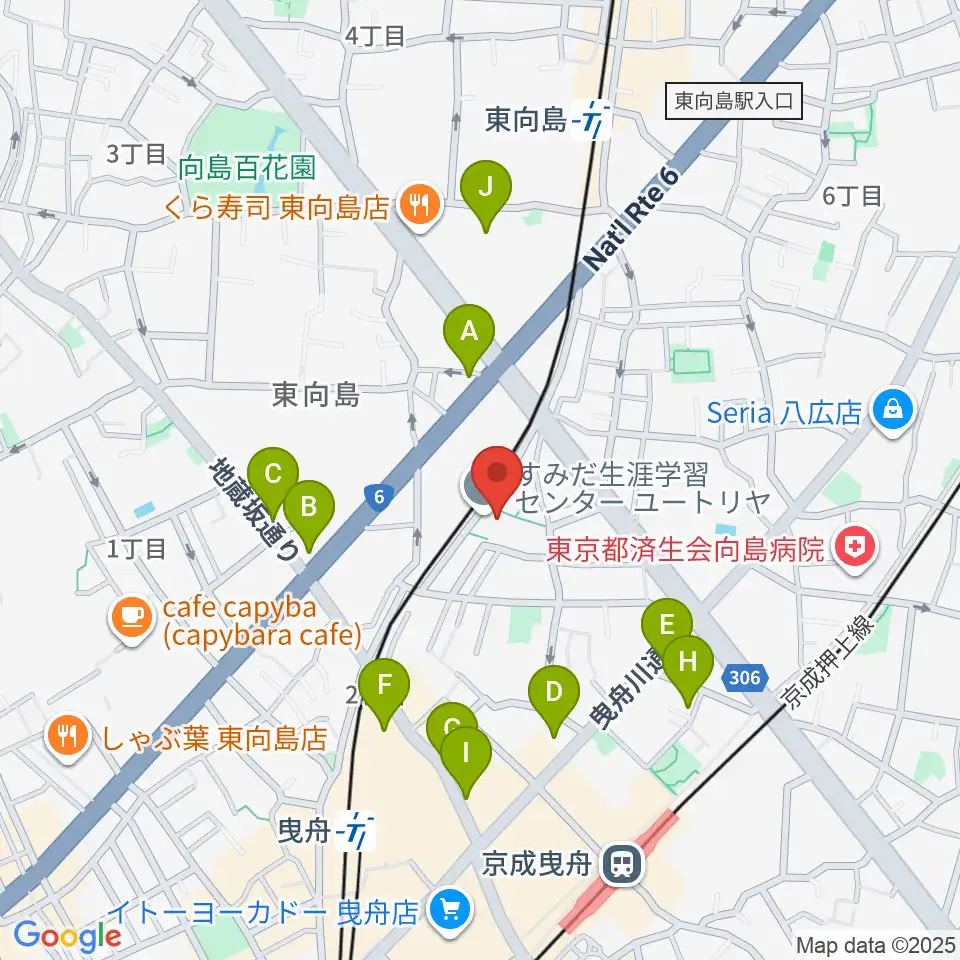 ユートリヤ すみだ生涯学習センター周辺のカフェ一覧地図