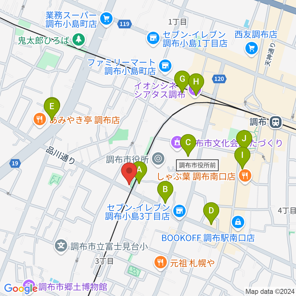 調布GINZ周辺のカフェ一覧地図