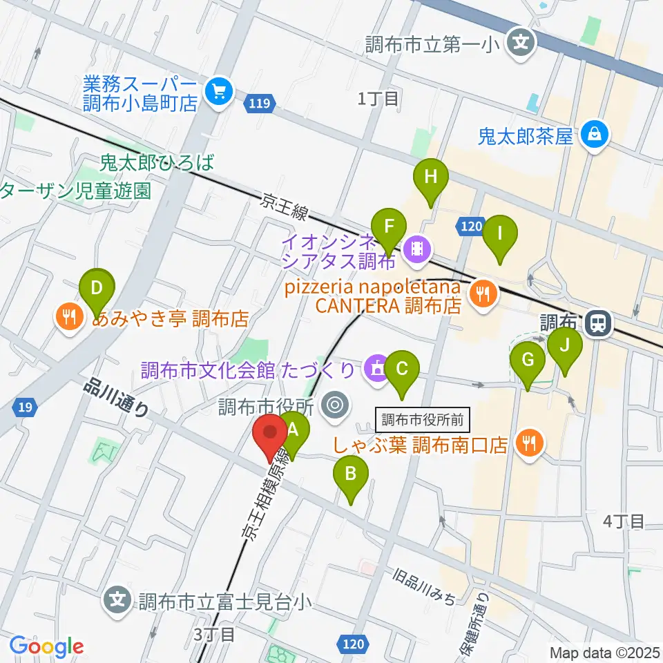 調布GINZ周辺のカフェ一覧地図