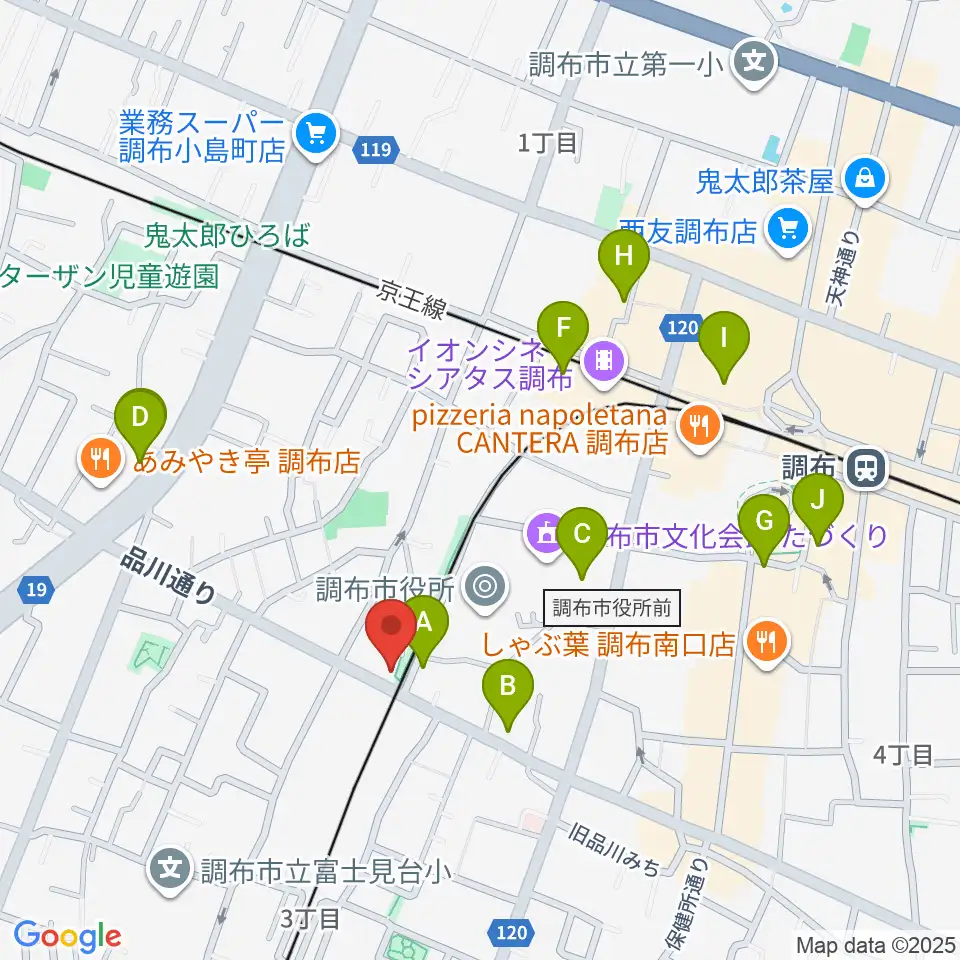 調布GINZ周辺のカフェ一覧地図