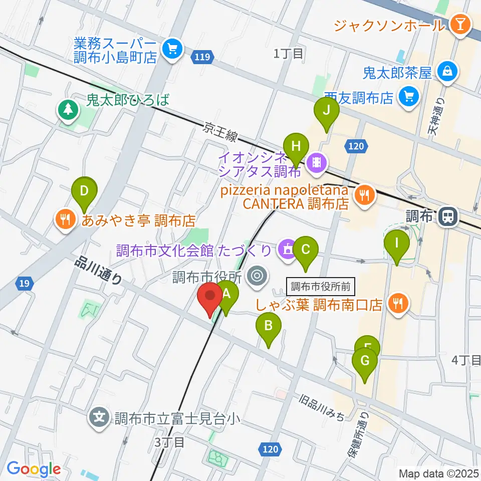 調布GINZ周辺のカフェ一覧地図