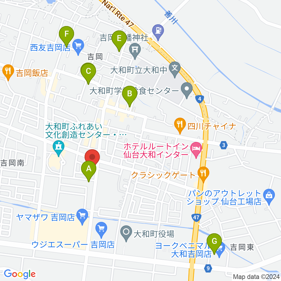 仙台ピアノ工房 木造ドーム周辺のカフェ一覧地図