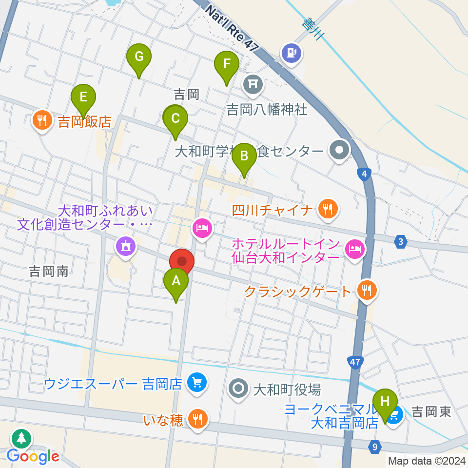 仙台ピアノ工房 木造ドーム周辺のカフェ一覧地図