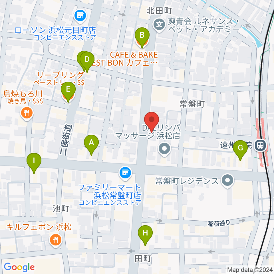 浜松スペースK周辺のカフェ一覧地図