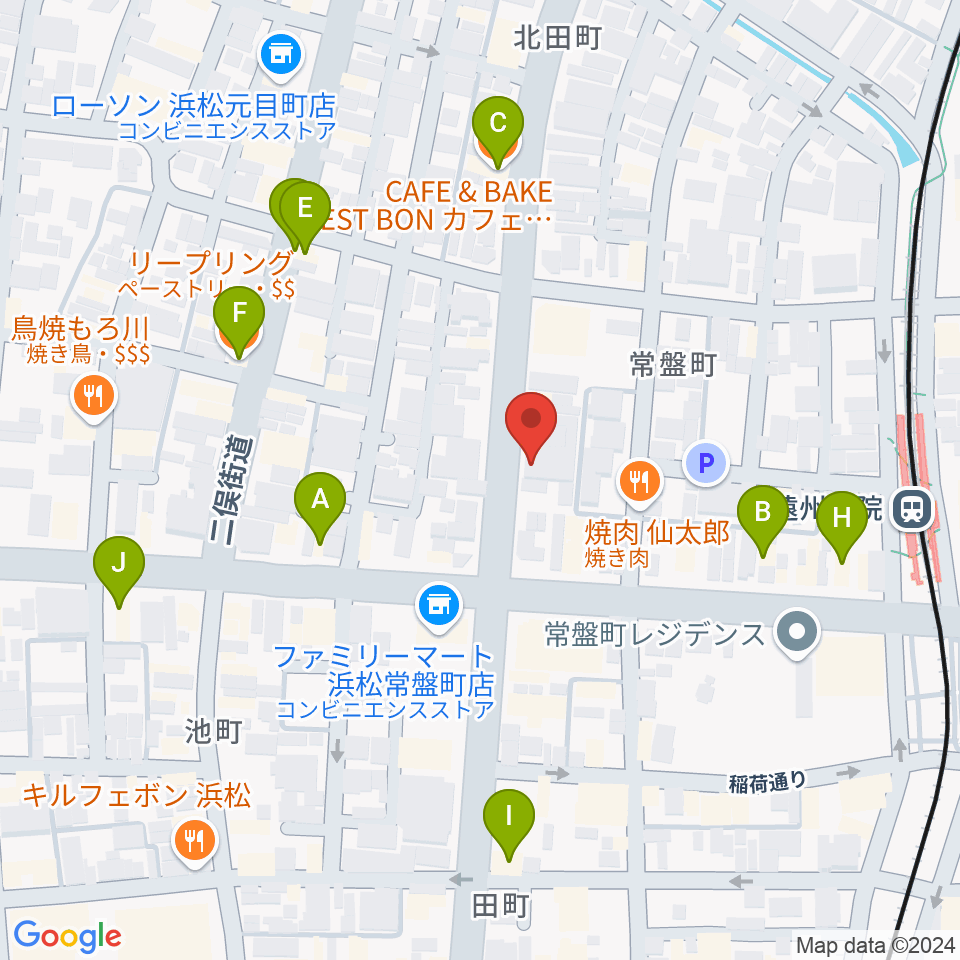 浜松スペースK周辺のカフェ一覧地図