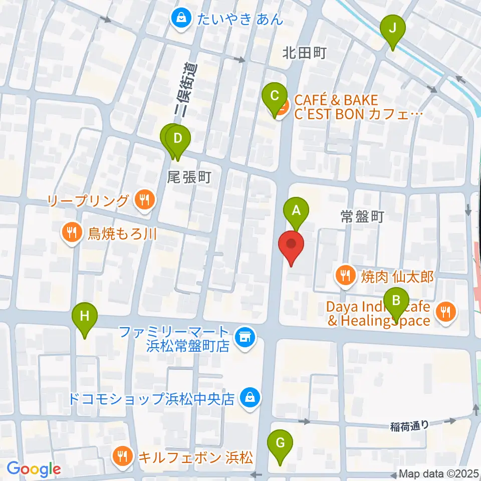 浜松スペースK周辺のカフェ一覧地図