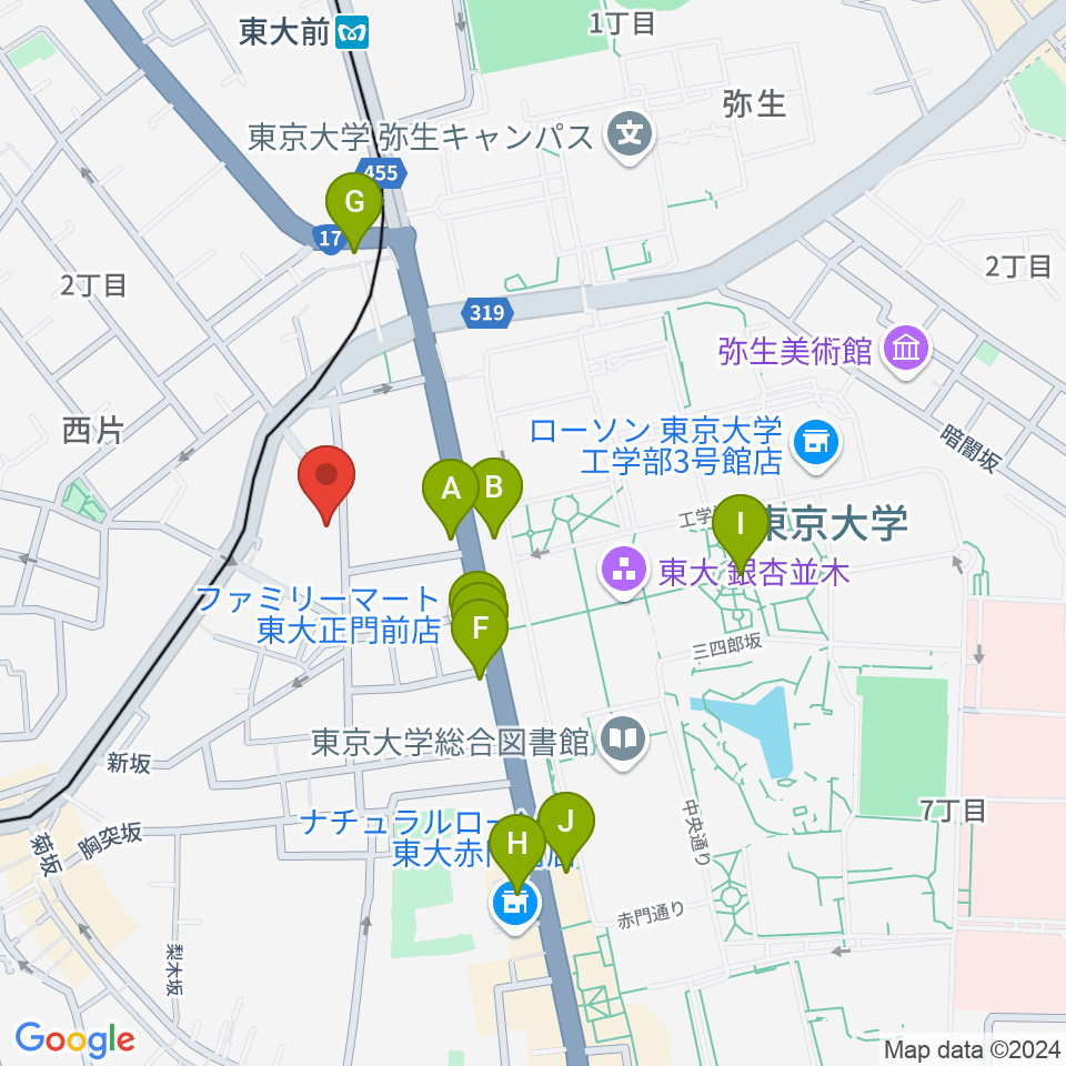 求道会館周辺のカフェ一覧地図