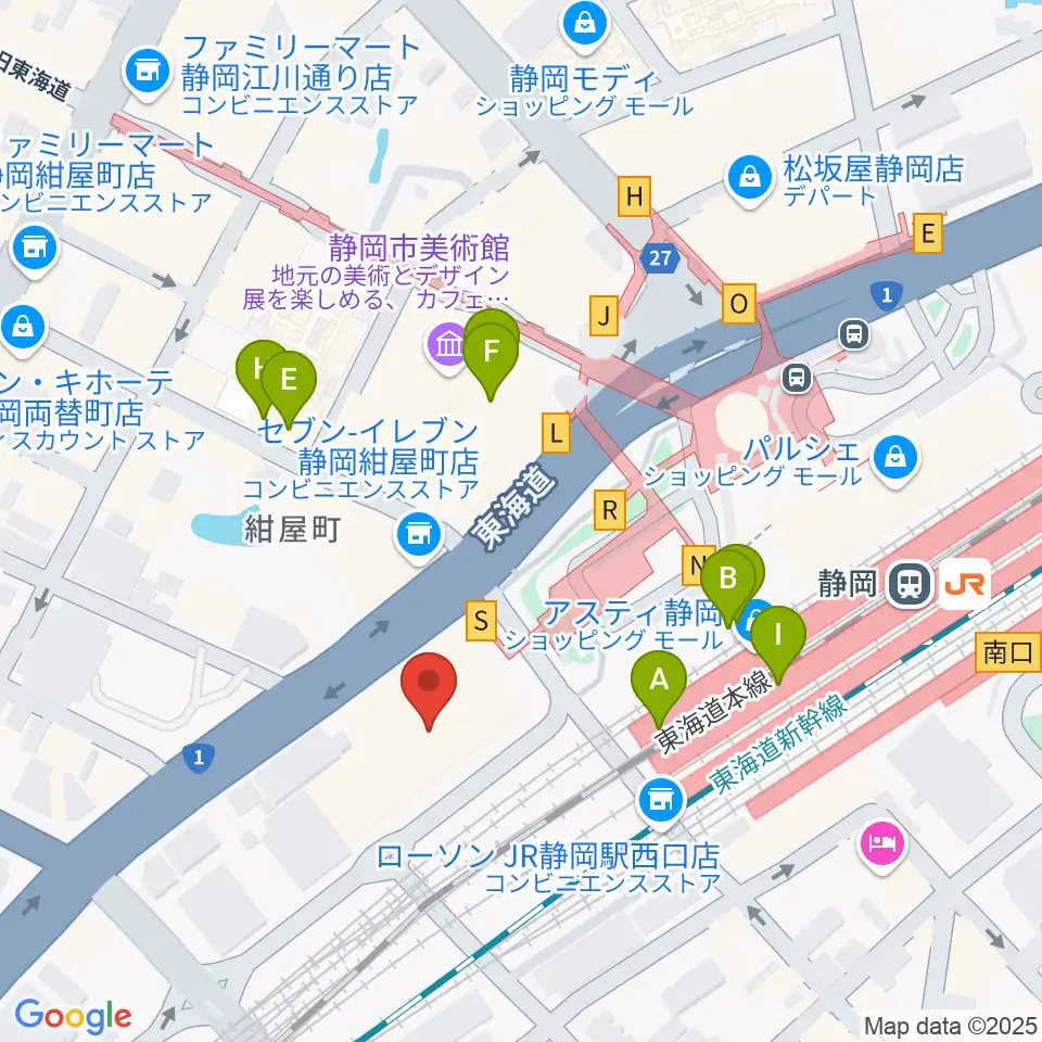 静岡音楽館AOI周辺のカフェ一覧地図