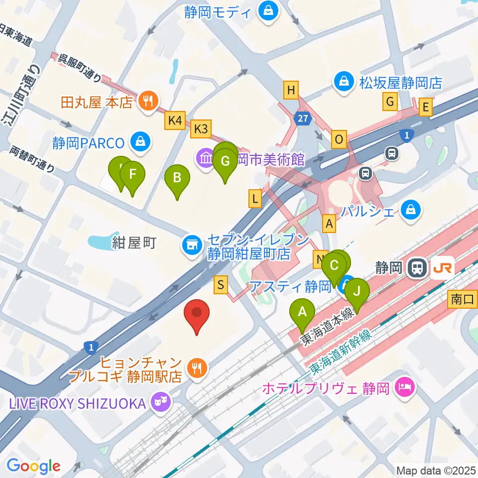 静岡音楽館AOI周辺のカフェ一覧地図