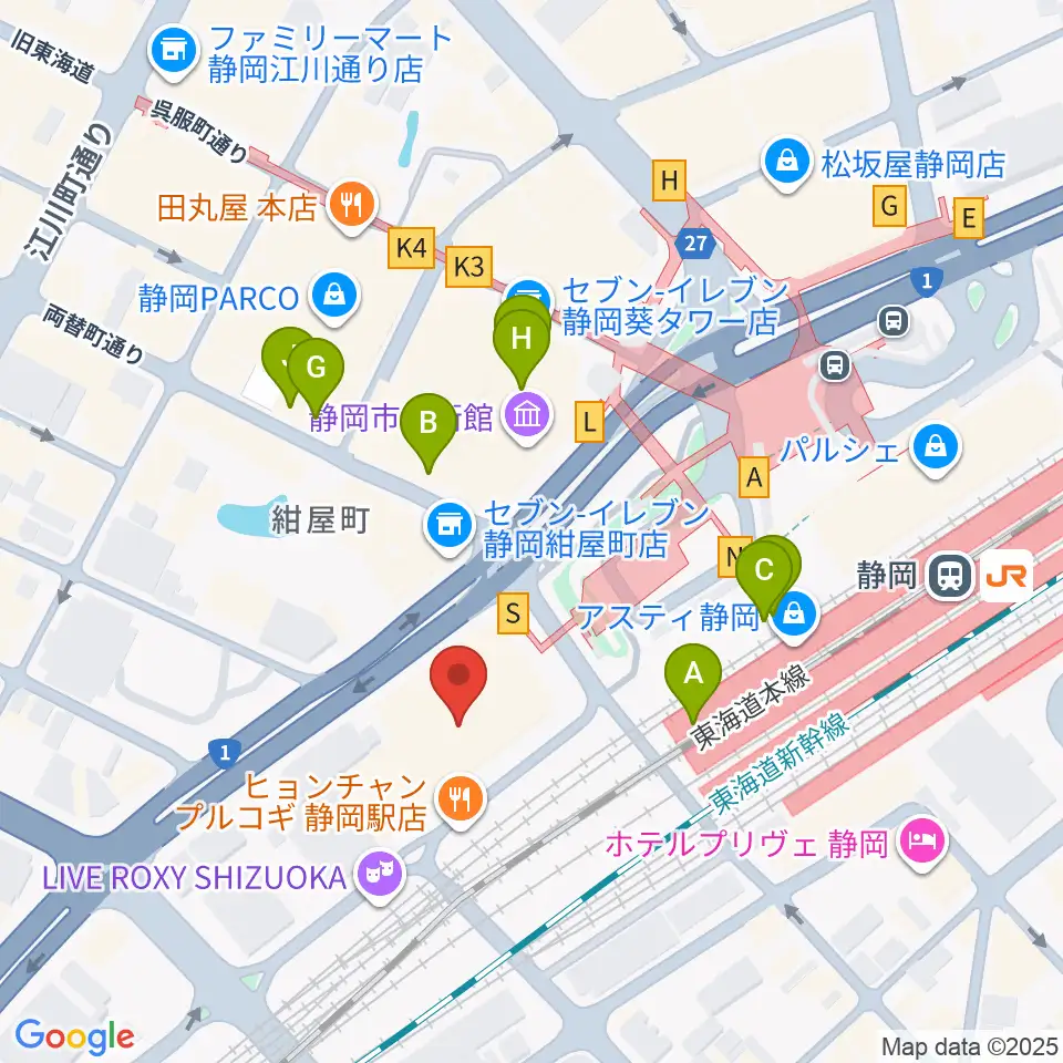 静岡音楽館AOI周辺のカフェ一覧地図