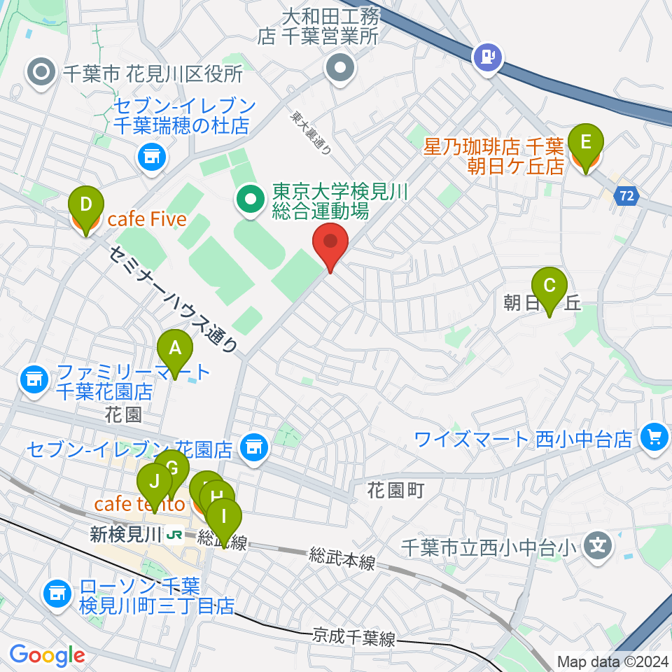 はなみがわ風の丘HALL周辺のカフェ一覧地図