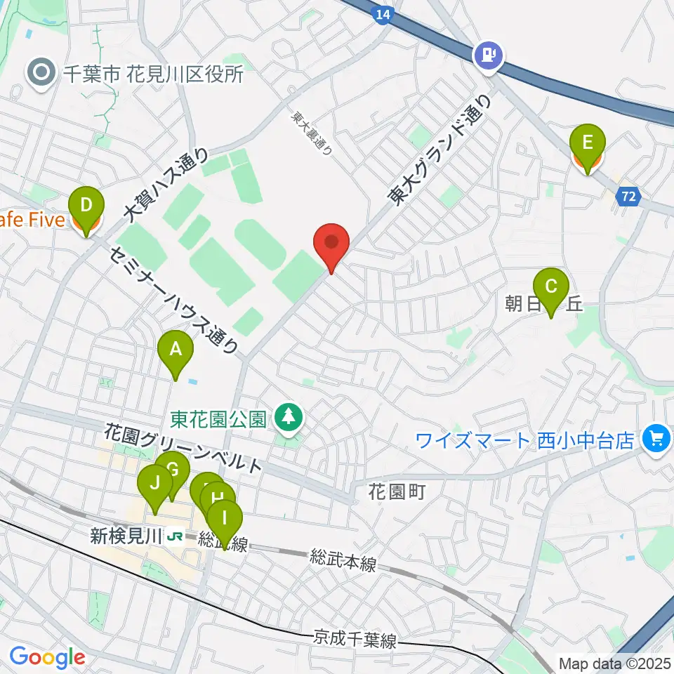 はなみがわ風の丘HALL周辺のカフェ一覧地図