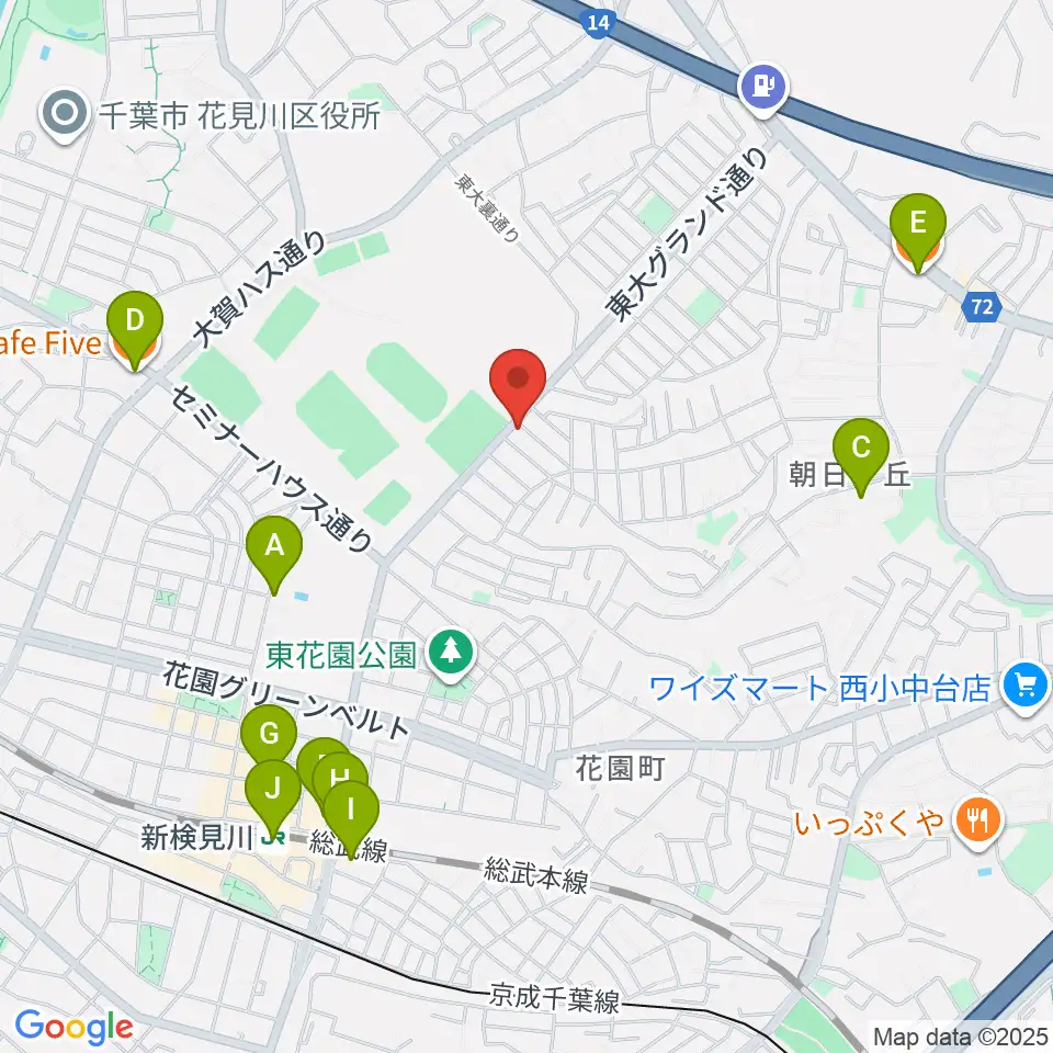 はなみがわ風の丘HALL周辺のカフェ一覧地図