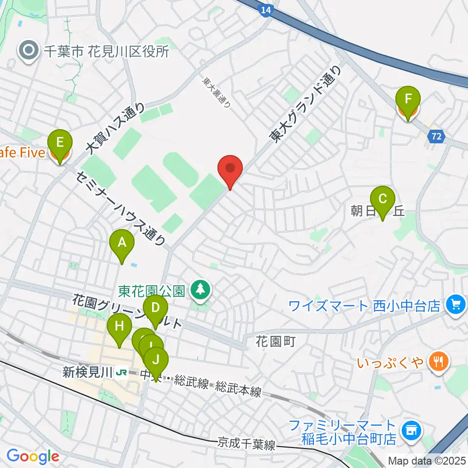 はなみがわ風の丘HALL周辺のカフェ一覧地図