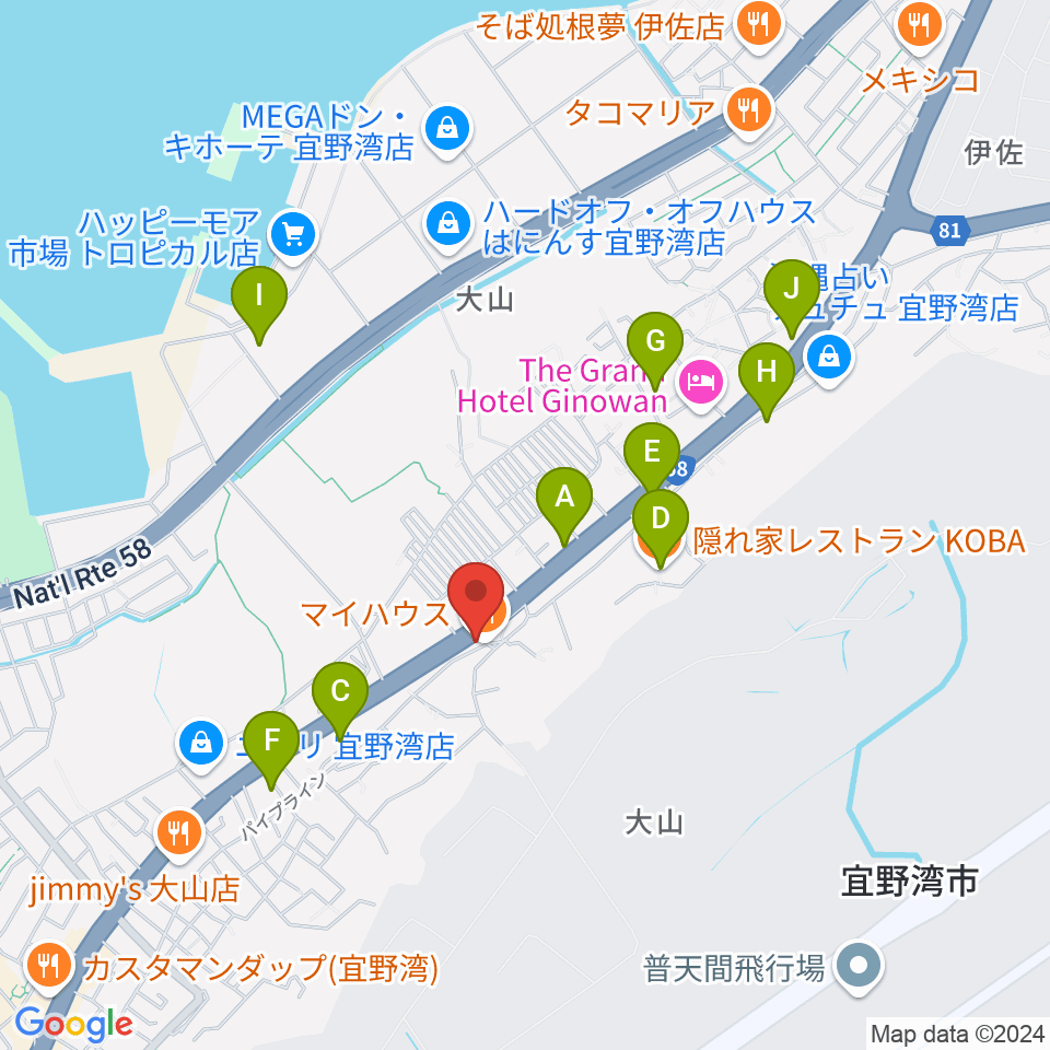 ピアノハウス周辺のカフェ一覧地図