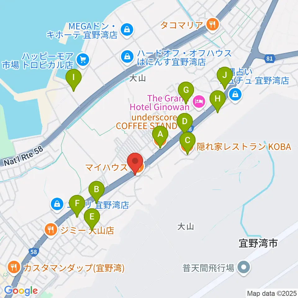 ピアノハウス周辺のカフェ一覧地図