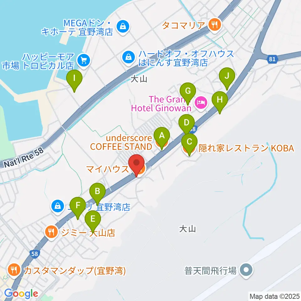 ピアノハウス周辺のカフェ一覧地図