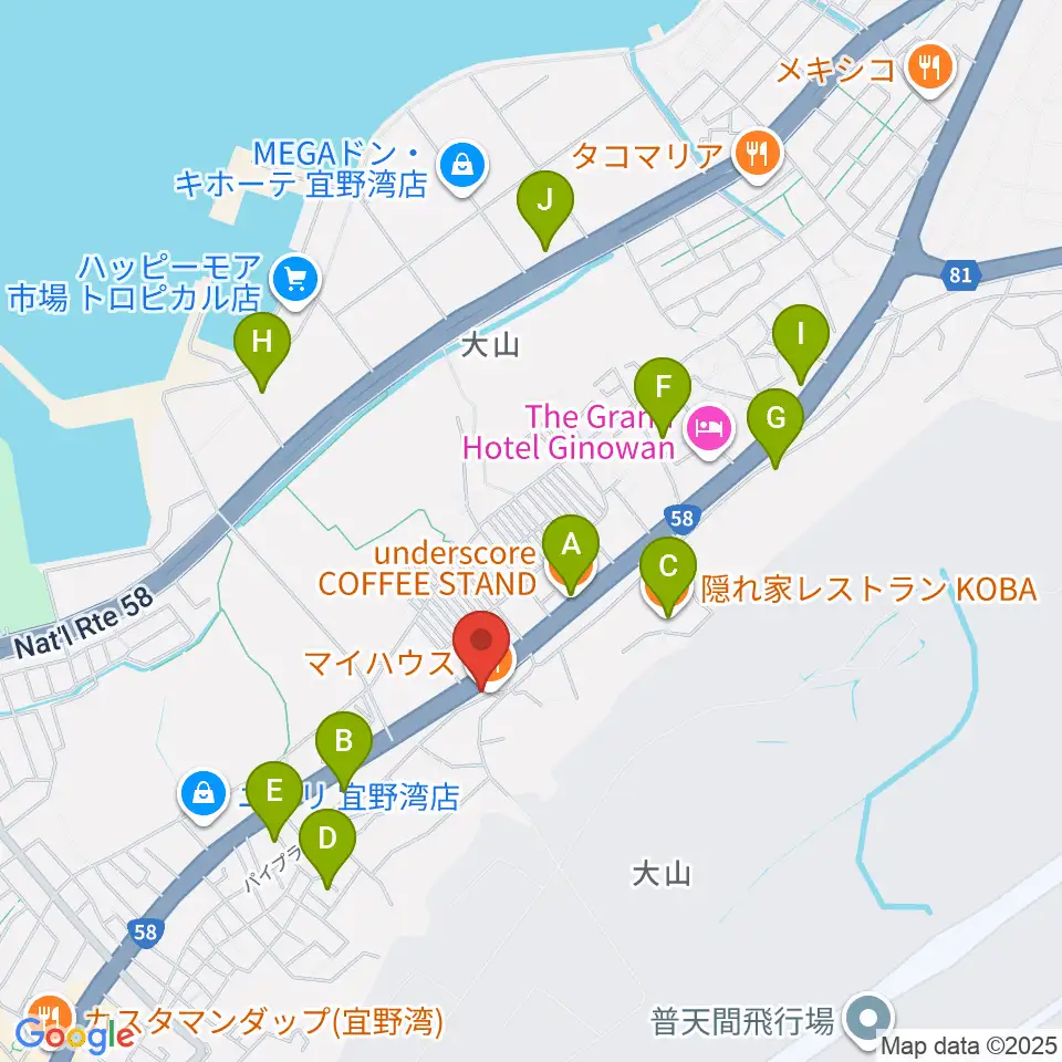 ピアノハウス周辺のカフェ一覧地図