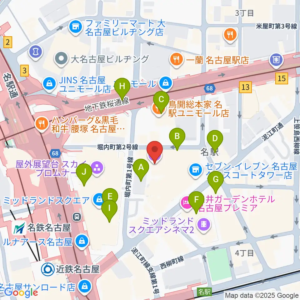 ウインクあいち周辺のカフェ一覧地図