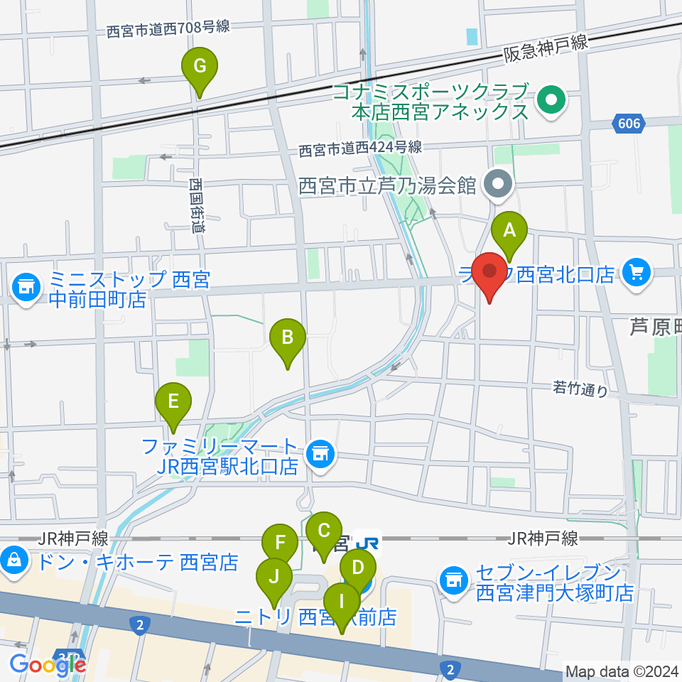 トップピアノ周辺のカフェ一覧地図