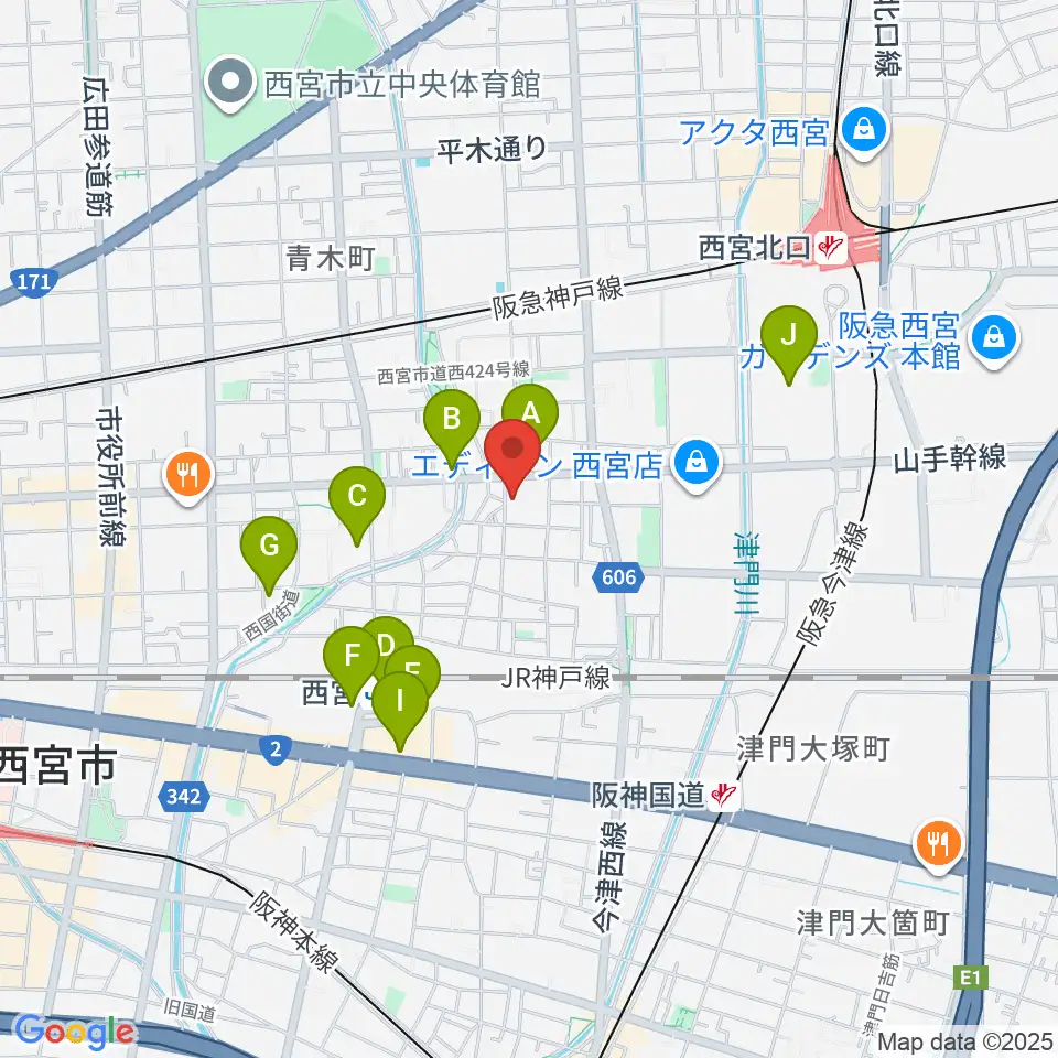 ピアノワークス周辺のカフェ一覧地図
