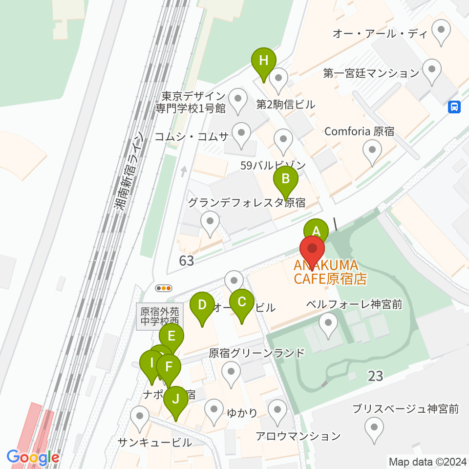 アコスタディオ周辺のカフェ一覧地図