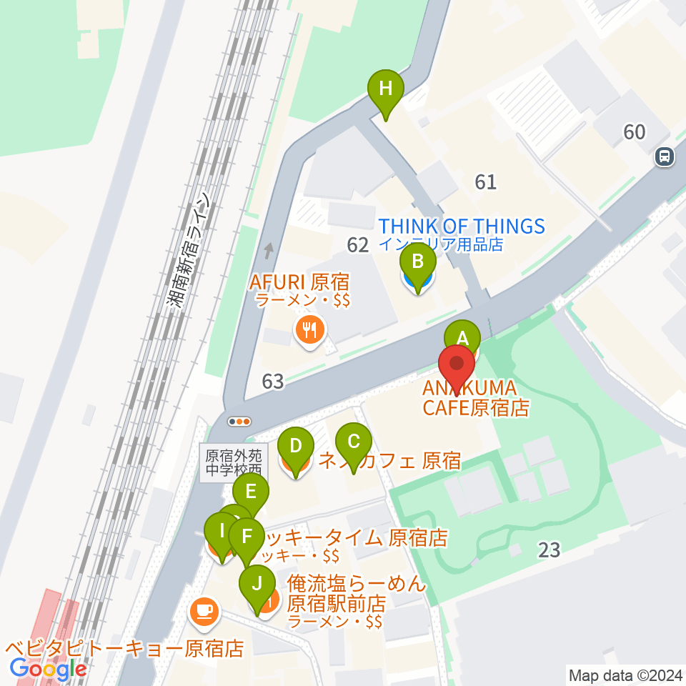 アコスタディオ周辺のカフェ一覧地図