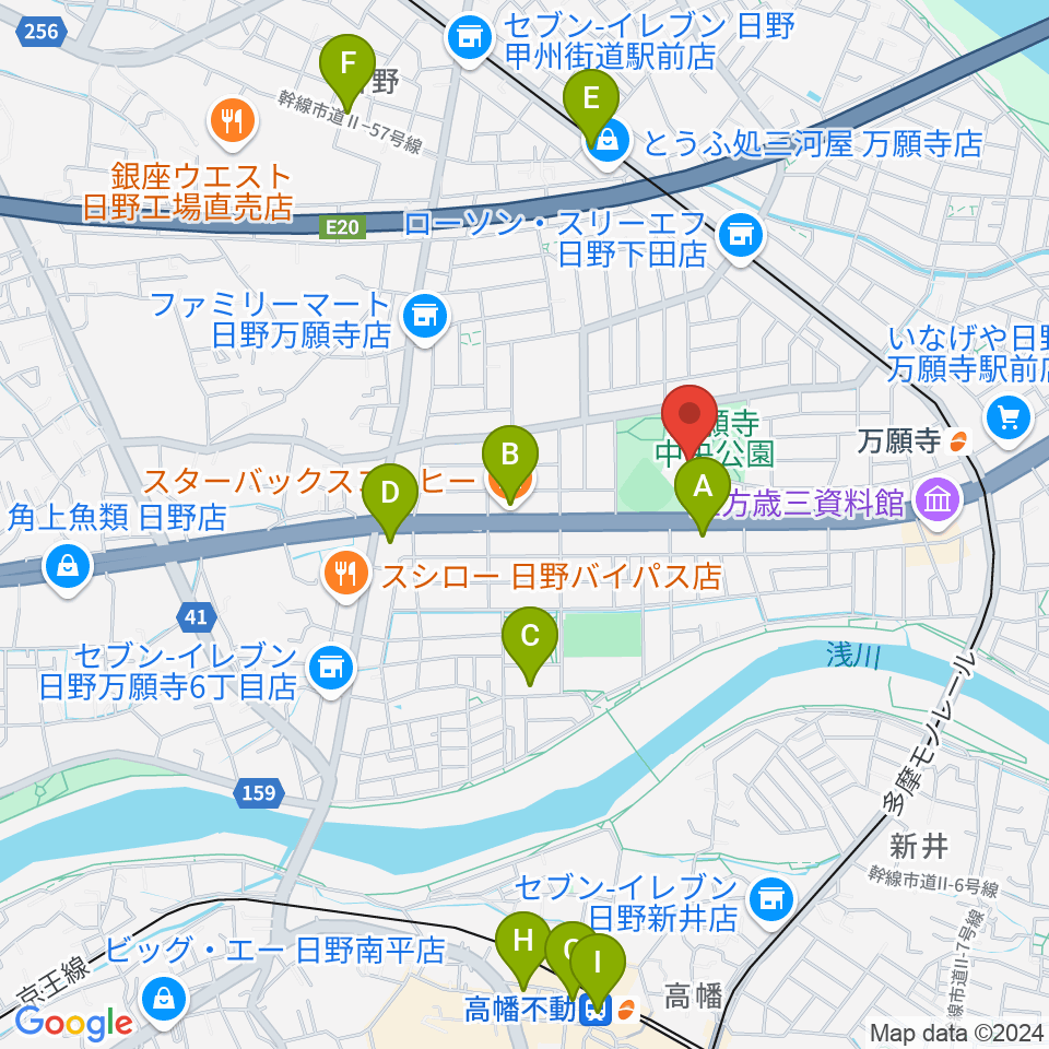 安養寺本堂・客殿地下ホール周辺のカフェ一覧地図