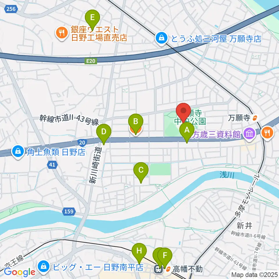 安養寺本堂・客殿地下ホール周辺のカフェ一覧地図