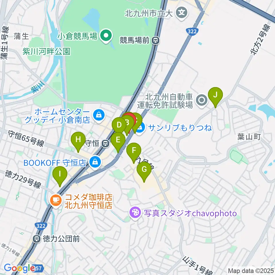 守恒みらいホール周辺のカフェ一覧地図