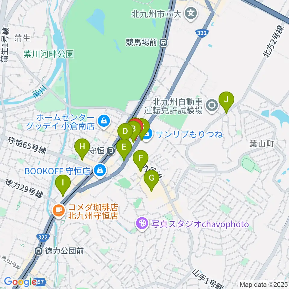 守恒みらいホール周辺のカフェ一覧地図