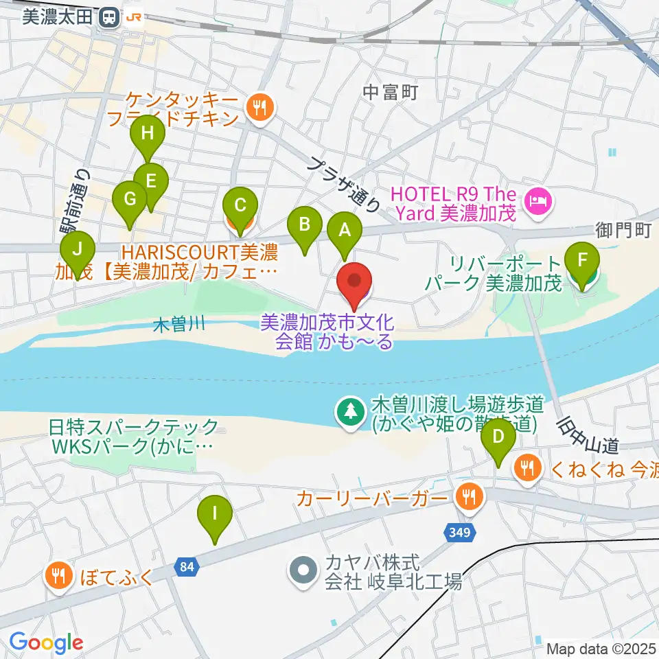 かも〜る 美濃加茂市文化会館周辺のカフェ一覧地図