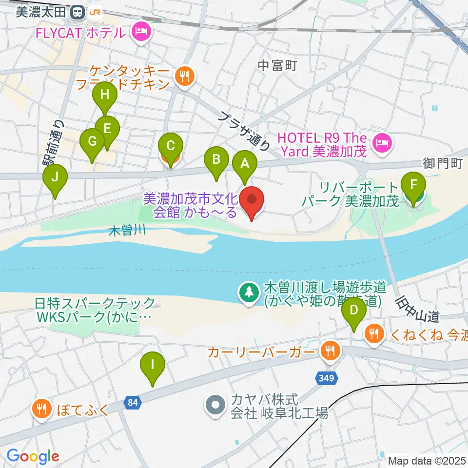 かも〜る 美濃加茂市文化会館周辺のカフェ一覧地図