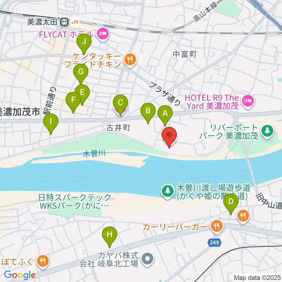 かも〜る 美濃加茂市文化会館周辺のカフェ一覧地図