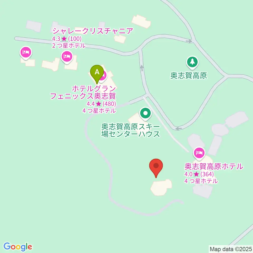 奥志賀高原 森の音楽堂周辺のカフェ一覧地図