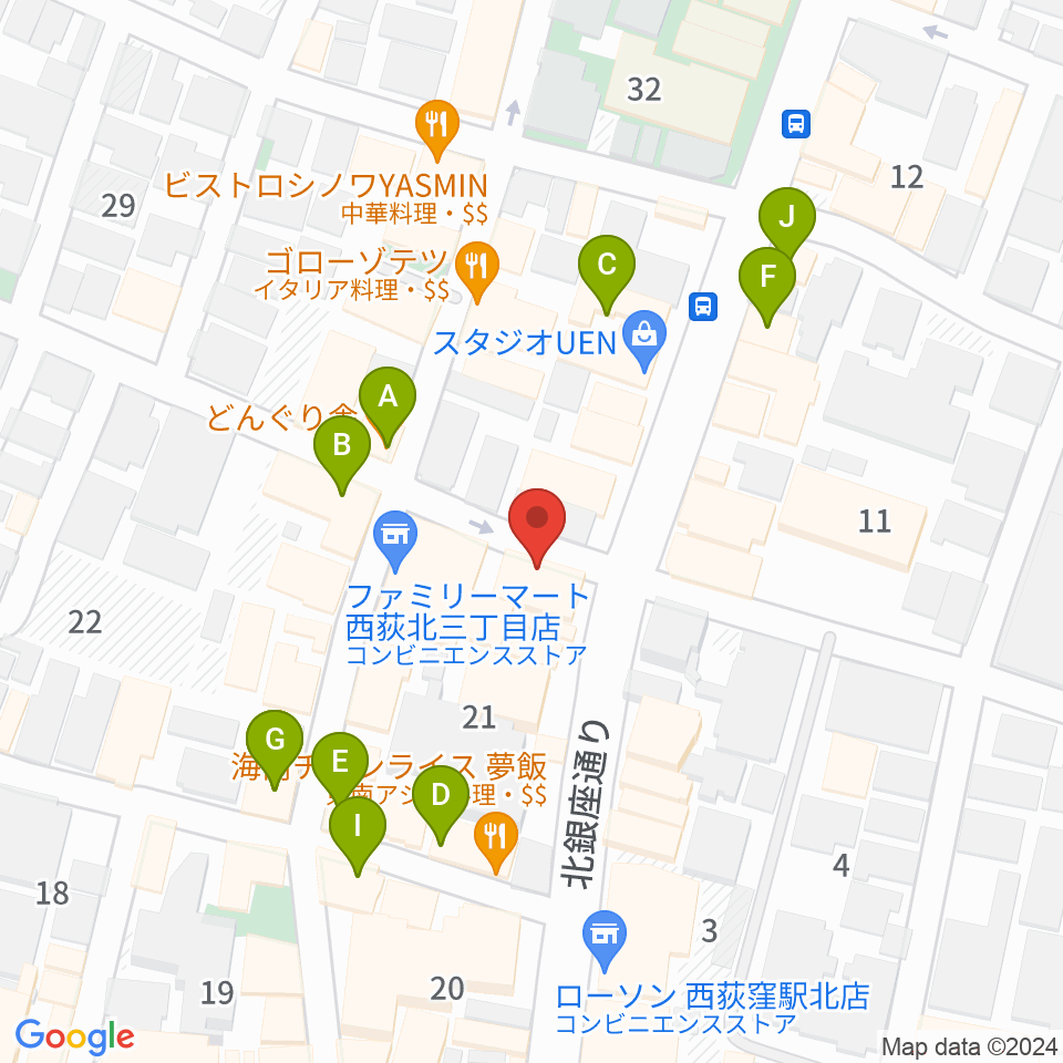 アケタの店周辺のカフェ一覧地図