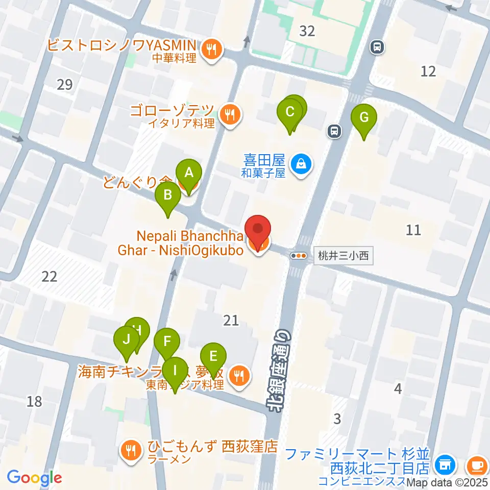 アケタの店周辺のカフェ一覧地図