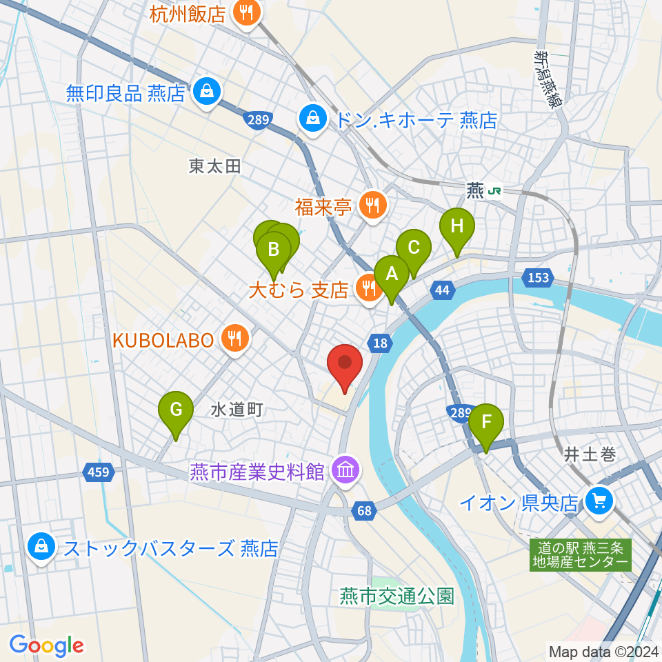 燕市文化会館周辺のカフェ一覧地図