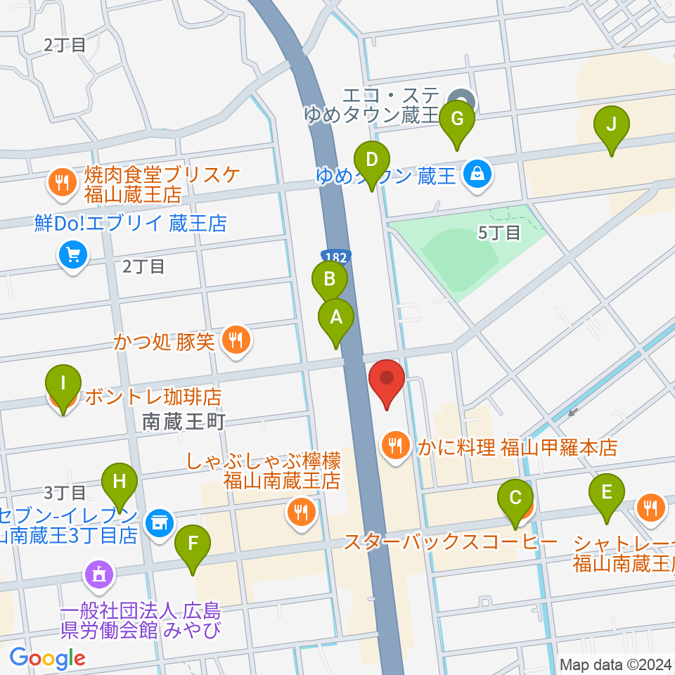 スガナミ楽器蔵王店周辺のカフェ一覧地図