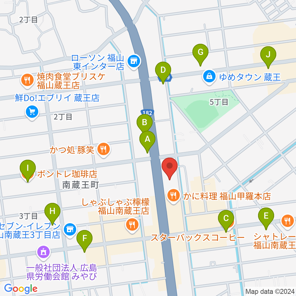 スガナミ楽器蔵王店周辺のカフェ一覧地図