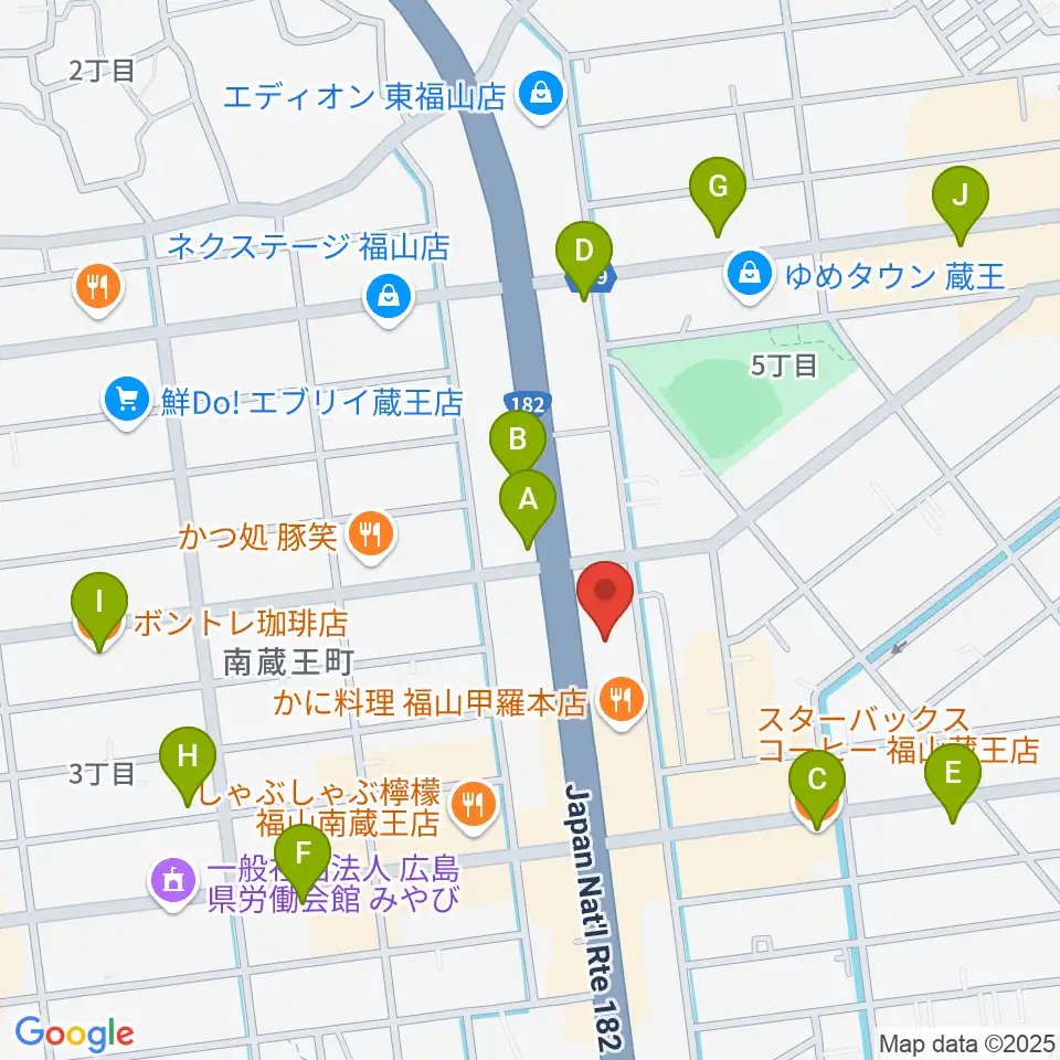 スガナミ楽器蔵王店周辺のカフェ一覧地図