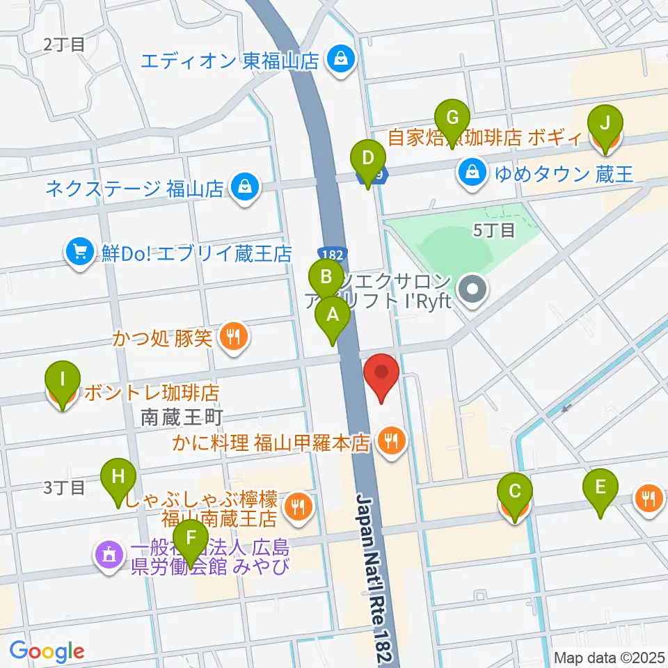 スガナミ楽器蔵王店周辺のカフェ一覧地図
