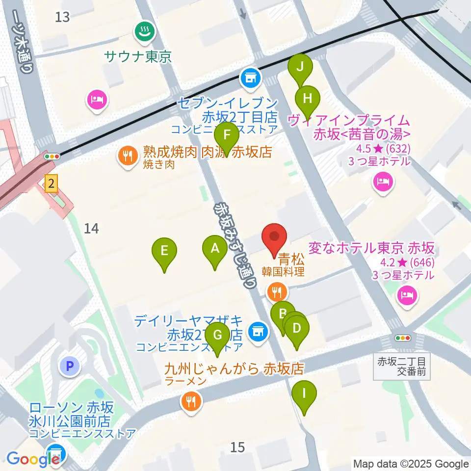 赤坂カンティーナ周辺のカフェ一覧地図